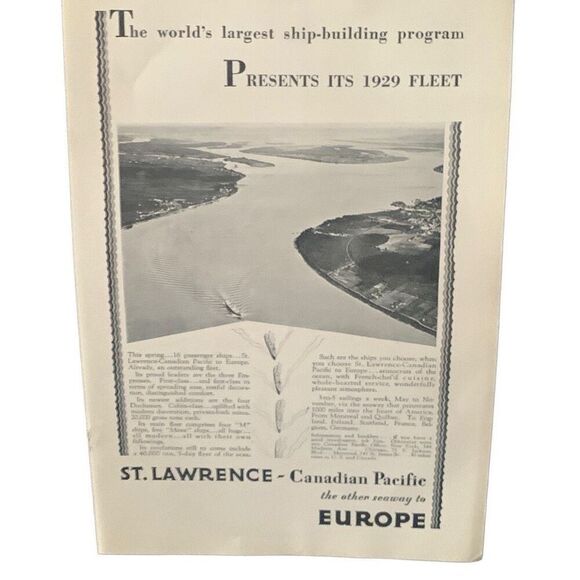 Vintage 1929 Canadian Pacific Presents its 1929 Fleet Ad Advertisement - Picture 2 of 4